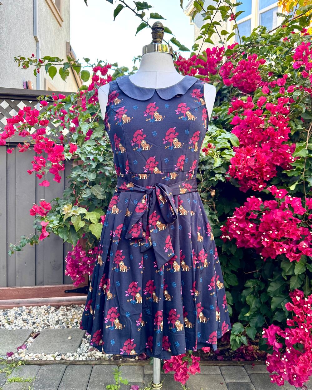 Retro Lion Print Yumi Pleated Dress | US 10 | NWT